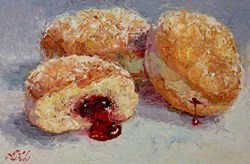 Donuts Landscape III by Lana Okiro - Original Painting on Board sized 9x6 inches. Available from Whitewall Galleries